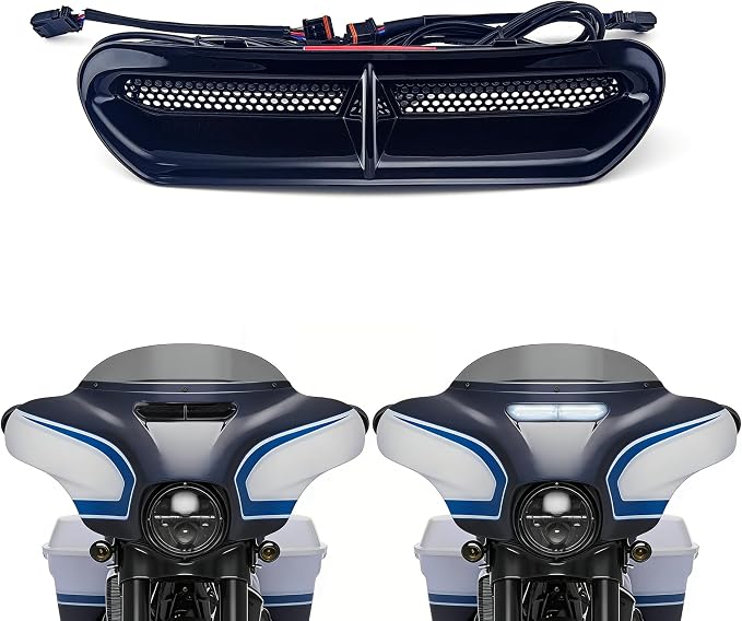 FATECIM Dynamic LED Motorcycle Batwing Fairing Vent Insert Lights for Harley Touring Street Glide Ultra Limited Electra Glide FLHX FLHTK 2014-2023 (Black with White Running Light & Amber Turn Signal)