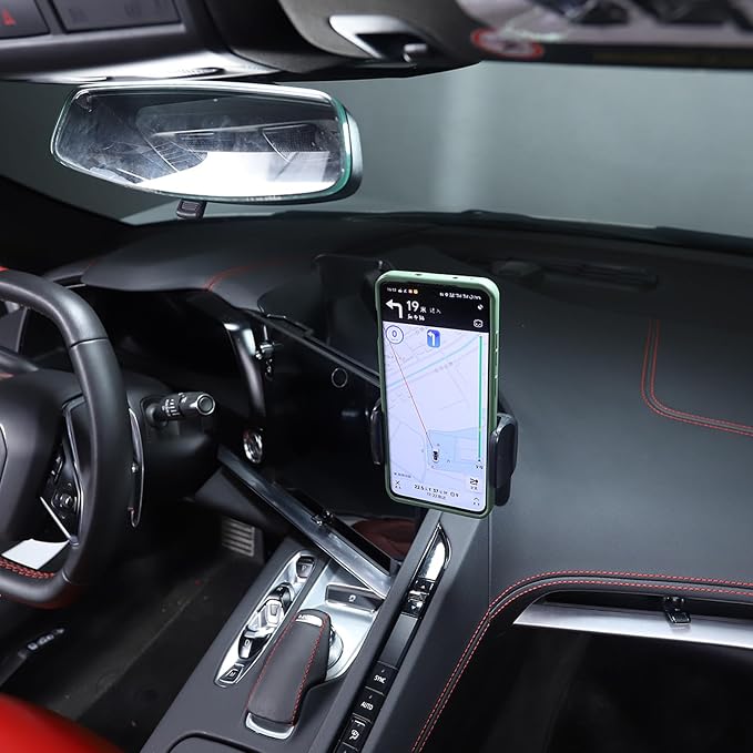 TOYCIDFG Dashboard Storage Tray Behind Navigation Screen with Phone Holder for Corvette C8 Stingray 2020-2026, Center Console Car Organizer Tray Interior Accessories (Type A)