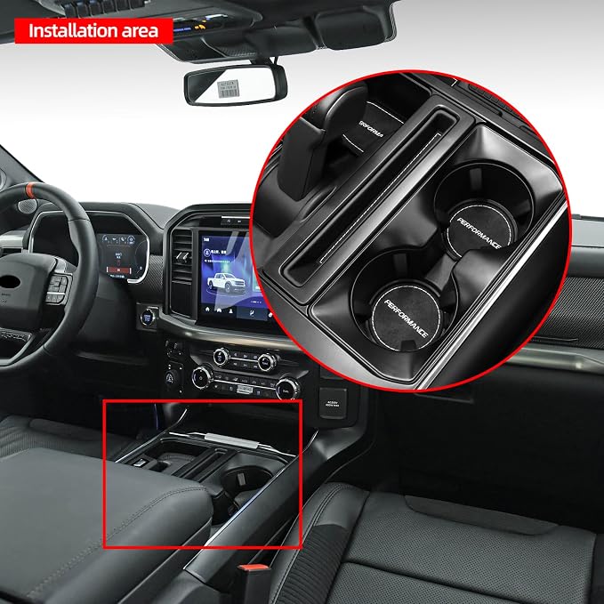 BETTERHUMZ Central Control Storage Box Trim Pad Compatible with Ford F150 2021 2022 2023 2024 2025 for Alcantara Carbon Leather Car Interior Accessories (Suede Black)