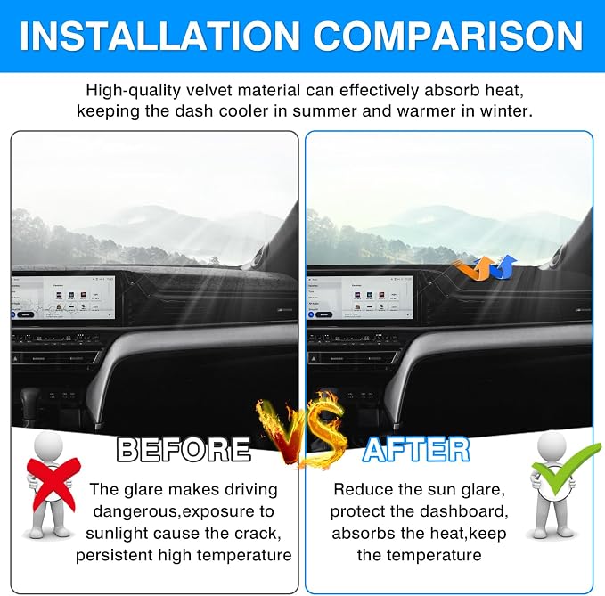 Autorder Dashboard Cover Mat for Toyota Camry 2025 2026 Accessories Dash Cover Upgrade Velvet Dash Mat Sunshade Glare UV Rays Protector(Without HUD)
