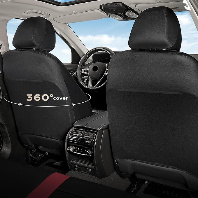 Coverado Car Seat Covers Front Pair, Automotive Leather Seat Covers for Car，Universal Fit Front Back Seat Cover, Non-Slip Waterproof Breathable Car Seat Protector