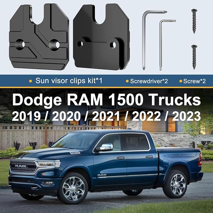 Sun Visor Repair Kit Compatible with RAM 1500 2019-2026, 1 Pack Sun Visor Clip for Trucks, Aluminum Alloy Visor Clip, Sun Visor Clip Replacement, Ram 1500 Accessories
