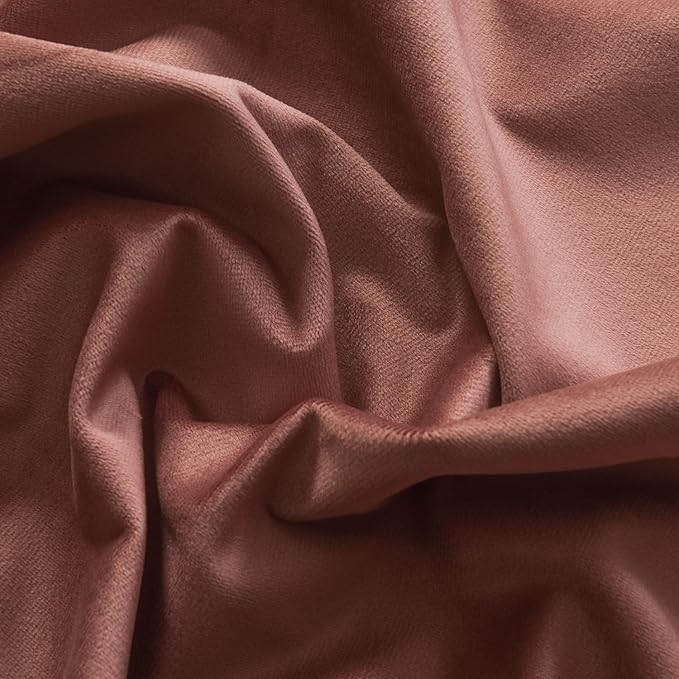 Roslynwood Luxury Soft Brick Dust Velvet Curtains 72 inches Long Back Tab Thermal Insulated Blackout Window Drapes for Living Room/Bedroom/Dining Room, W52 x L72, 2 Panels