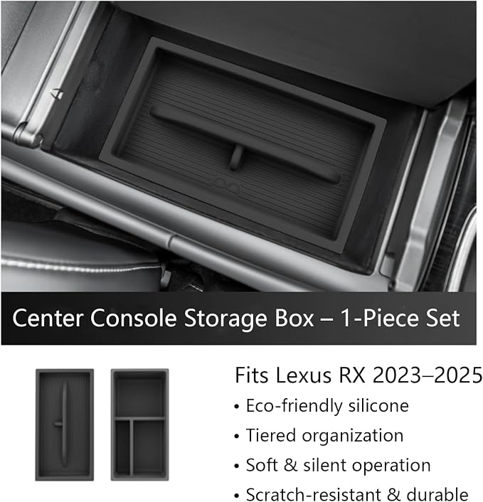 SXCY [Double-layer for 2023-2025 2026 Lexus RX350 Center Console Organizer 2024 2025 2026 RX350 RX Hybrid RX 350h/ RX 500h Accessories [Soft Silicone] Center Console Tray Middle Console Organizer