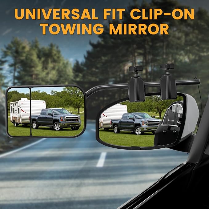 Universal Towing Mirrors Extenders for Towing, Clip-on Towing Mirror Adjustable Convex Rearview Mirrors for Vehicle Car Truck Trailer RV SUV, Side Mirror Extensions for Towing, 2 Pack