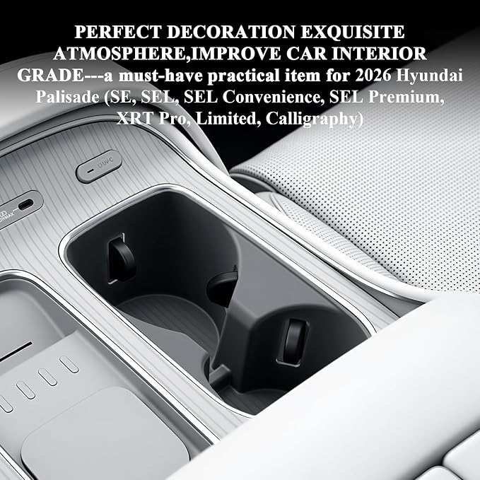 BIBIBO for 2026 Palisade Silicone Cup Holder 2026 Hyundai Palisade (SE, SEL, SEL Convenience, SEL Premium, XRT Pro, Limited, Calligraphy) Center Console Insert Cup Holder