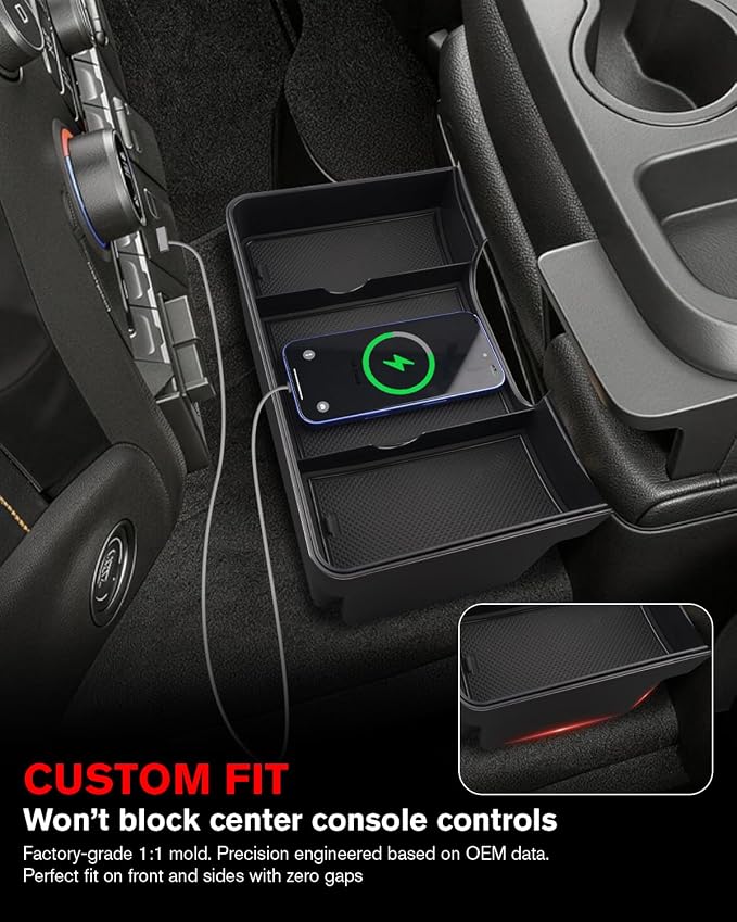 for 2019-2026 Silverado/Sierra 1500 & 2020-2026 Silverado/Sierra 2500HD/3500HD Accessories(Split-Bench Folding Seat Only) Double Layer Center Console Hanging Organizer Box