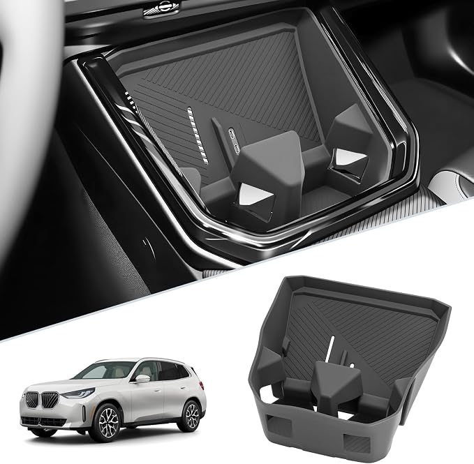 SKTU for 2025 2026 BMW X3 Center Console Organizer for 2025 2026 BM W X-3 (30 xDrive/M50 xDrive) Cup Holder Console Tray BMW X3 2025 2026 Accessories Rubber Insert Glove Pallet Organizer