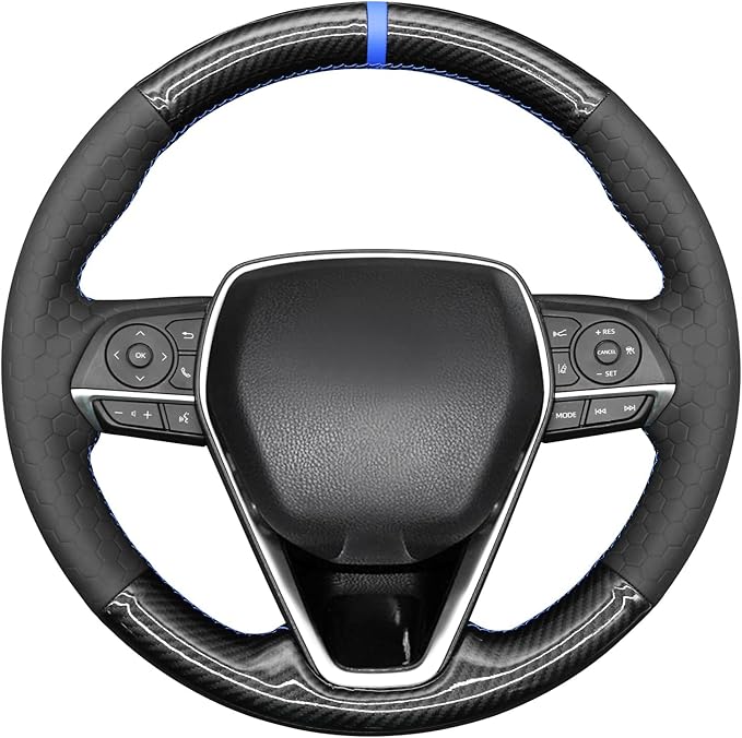 MEWANT Steering Wheel Cover for Toyota RAV4 2019-2024/Camry 2018-2024/Corolla 2020-2024/Avalon 2019-2022 Hand-Stitched Steering Wheel Wrap
