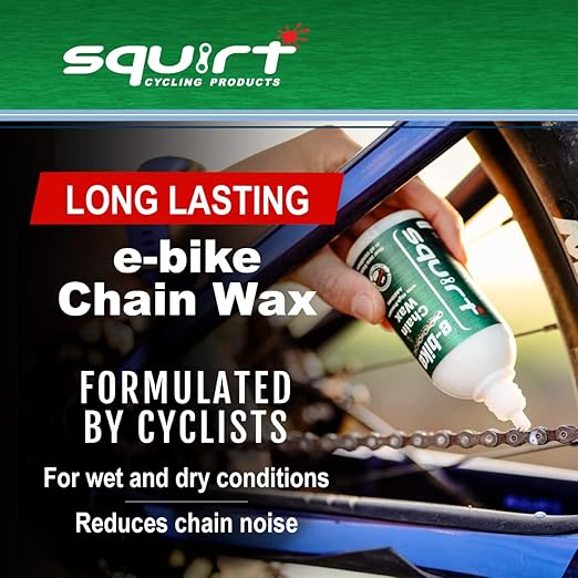 Squirt E-Bike Chain Wax 120 ml with High-Pressure Additives for E-Bikes - Ebike Lubricant for Wet & Dry Conditions - Electric Bike Chain Lube Reduces Noise & Friction - Ebike Accessories