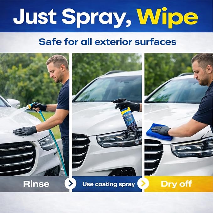 2PCS Quick Effect Coating Agent for Cars, Car Ceramic Coating Spray, 2026 Upgrade Nano Quick Coat Restore Spray, Extremely Hydrophobic & High Gloss Shine, 16.9 Floz