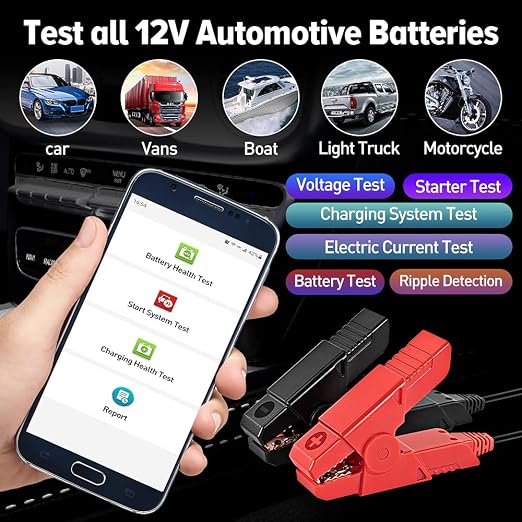 Launch Upgraded BST360 6V 12V Car Battery Tester, Bluetooth Battery Load Tester Charging Cranking System Analyzer for Android/iPhone/Launch X431, 100-2000 CCA Alternator Tester Voltmeter