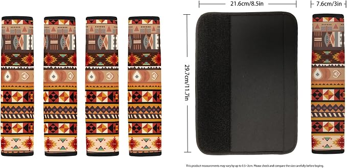 Western Seat Covers Full Set with Aztec Tribal Steering Wheel Cover, Shoulder Pads, Aztec Seat Covers Car Accessories Universal Fit for Most Cars, Brown