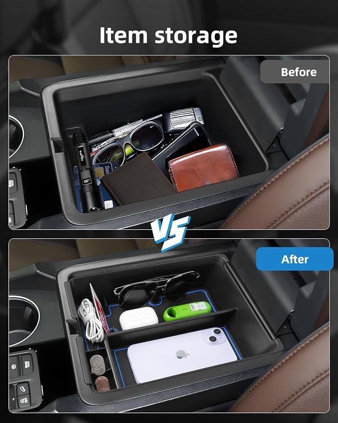 Armrest Organizer for 2025 2024 2023 Honda Pilot/2024 2025 Ridgeline/2024 2025 2026 Passport, Center Console Organizer, Center Console Tray Custom for Honda Pilot Accessories, Blue