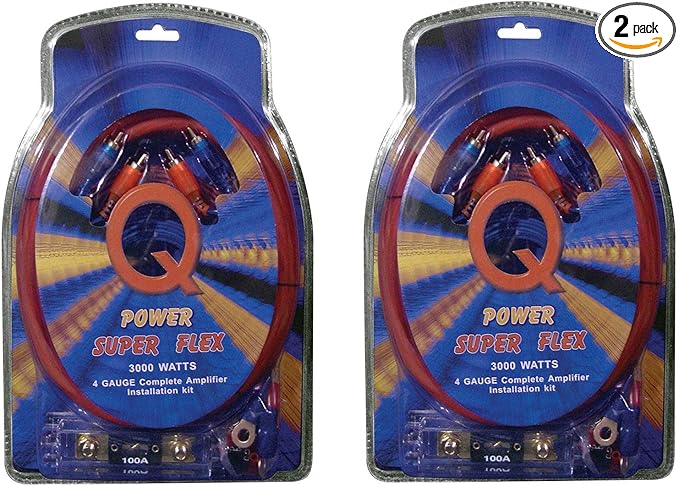 Q Power Super Flex 4-Gauge 3000-Watt Amplifier Car Audio Wiring Amp Kit (2 Pack)