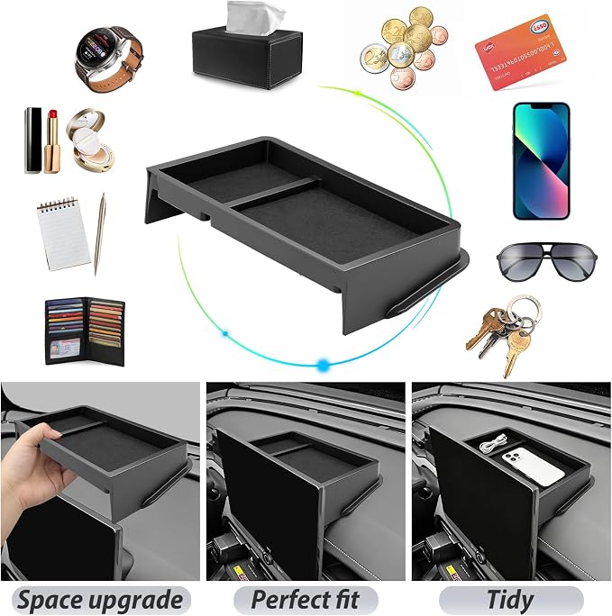SKTU for 2026 Toyota RAV4 Dashboard Organizer 10.5" for 2026+ RAV4 (LE/SE/XLE Premium/Woodland) Behind Screen Organizer Toyota RAV4 2026 Accessories 2026 RAV4 Dashboard Storage Box (Not Fit 12.9")