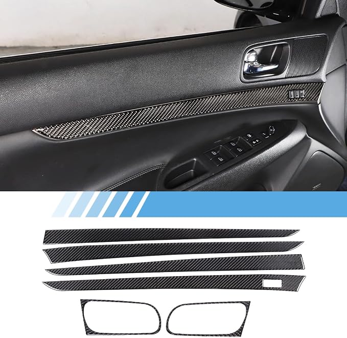 Real Soft Carbon Fiber Car Interior Door Panel/Door Handle Panel Inside the Vehicle Decorative Stickers,for Infiniti G Series 2007-2013,6PCS (Black)