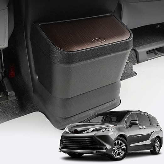 PACEWALKER for Toyota Sienna Car Trash Can Modification Waterproof in- Trash can Row Cup Holder Design for Toyota Sienna 2021-2025 Accessories Brown