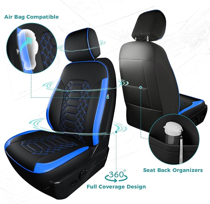 Seat Covers for Ford F150 2015-2026 SuperCrew & Ford F250 F350 F450 Super Duty 2017-2026 Crew Cab, Faux Leather Waterproof Pickup Truck Seat Covers (5 Seats) Interior Accessories
