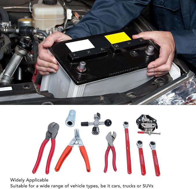 Generic 9pcs Battery Service Tool Kit Multifunction Battery Terminal Spreader Puller Plier for Most Maintenance