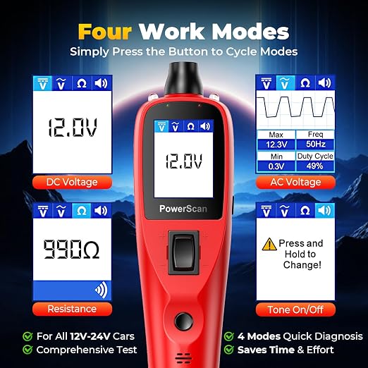 Autel Circuit Tester PowerScan 2026, Automotive Power Circuit Probe Tool, 12-24V Electrical Short Open Circuit Breaker Finder, AC/DC Trailer Relay Tester, 20FT Extension Cable, for 99% Cars