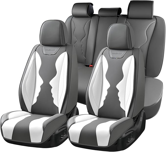 Coverado Pride Ride Car Seat Covers Full Set, Rainbow Seat Covers for LGBTQ+, Leather Waterproof Universal Car Interior Covers Seat for Most Cars