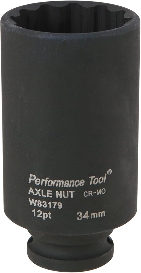 Performance Tool W89316 5-Piece 12 Point Axle Nut Socket Set - Chrome Moly for Strength, Sizes 30mm to 39mm, Includes Fitted Blow Molded Storage Case