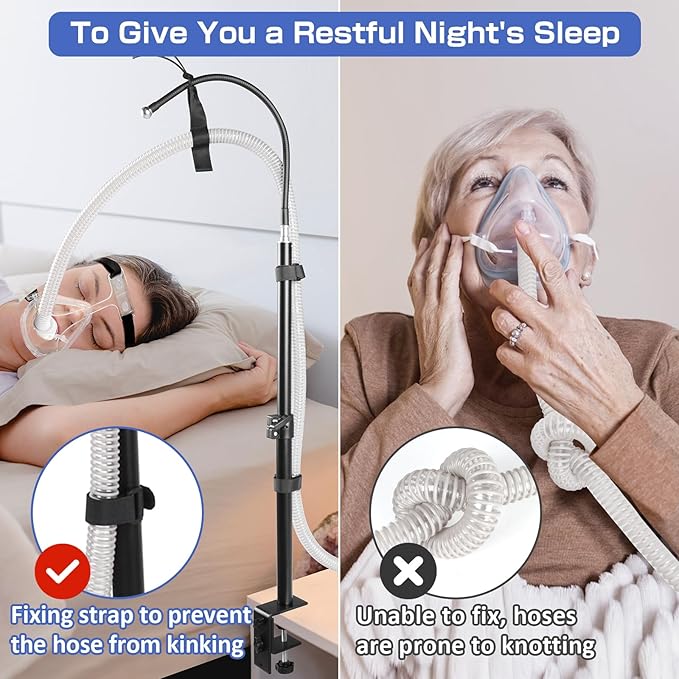 IKSTAR CPAP Hose Holder for Bed, Retractable Bedside CPAP Hose Tube Hanger, Lasts 10 Years, No Tangles, Blockage Prevention, Keep Your Air Hose Neatly Positioned for a Restful Night - Travel Ready!