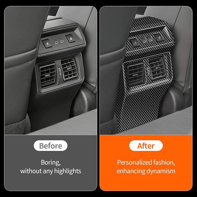 Rear Air Vent Anti-kick Panel Cover Compatible with Toyota RAV4 XLE Premium/SE/XSE/Limited/Woodland 2026+, Rear Air Conditioner Outlet Vent Trim, Back Seat Air Vent Frame for RAV4 2026 (Carbon Fiber)
