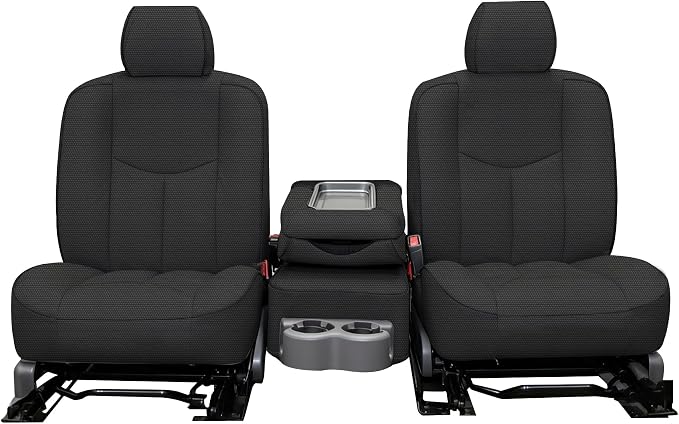 Seat Covers for Chevy Silverado & GMC Sierra 1500 1999 2000 2001 2002 2003 2004 2005 2006 Heavy Duty Cloth Protector Interior Accessories，Waterproof & Machine Washable-Black (Front)