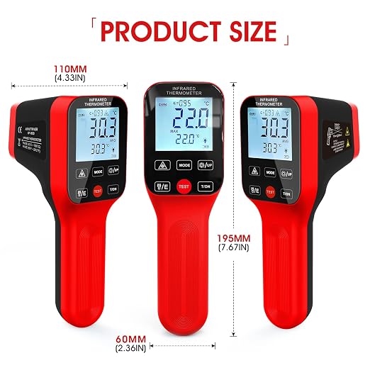 High Temp Thermometer, -58℉~2912℉ Non-Contact Digital Laser Temperature Gun with Color LCD Display for Cooking, Industrial HVAC Forge Metal