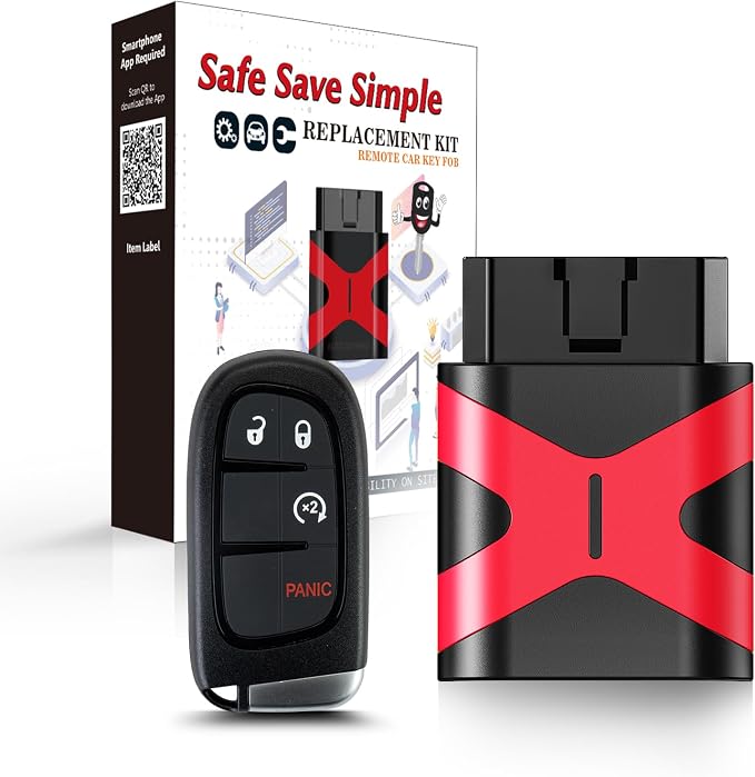 Simple Programmable Keyfob, Replacement Car Key Fob and DIY Programmer Kit Compatible with 2013-2019 Ram 1500 2500 3500 Air Suspension Smart Remote GQ4-54T /46 CHIP