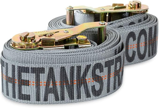 Motorcycle Tie Down Straps (2pk Grey) - 10.000 lb Webbing Break Strength 2'' x 10' Super Heavy Duty Endless Tie Downs with Ratchet Strap