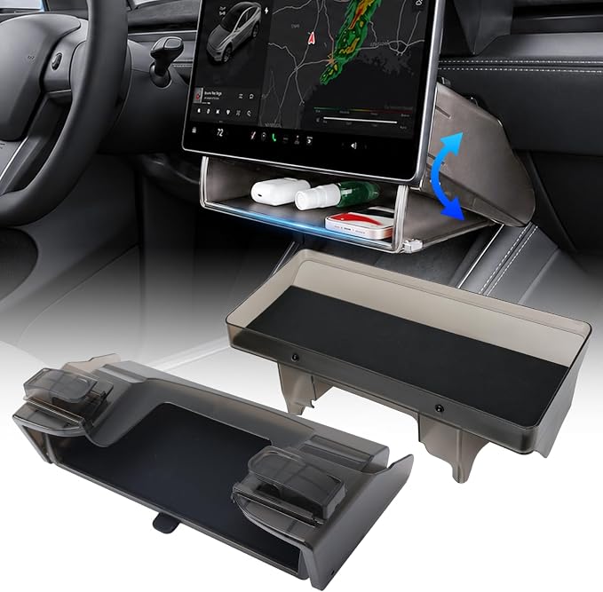 Upgrade Under Screen Storage Organizer Set for Tesla Model Y Juniper 2025-2026 Model 3 Highland 2021-2022 Center Console Organizer Upper & Lower Console