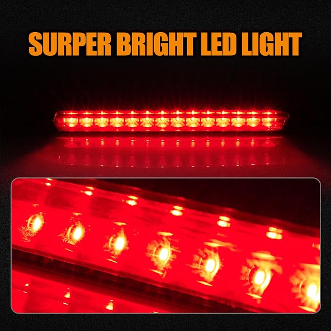 Third 3rd Brake Light LED for 2009-2017 Chevy Traverse, High Mount Rear Brake Lights Assembly for 2009-2012 GMC Acadia, Waterproof Center Cab Lamp Stop Light