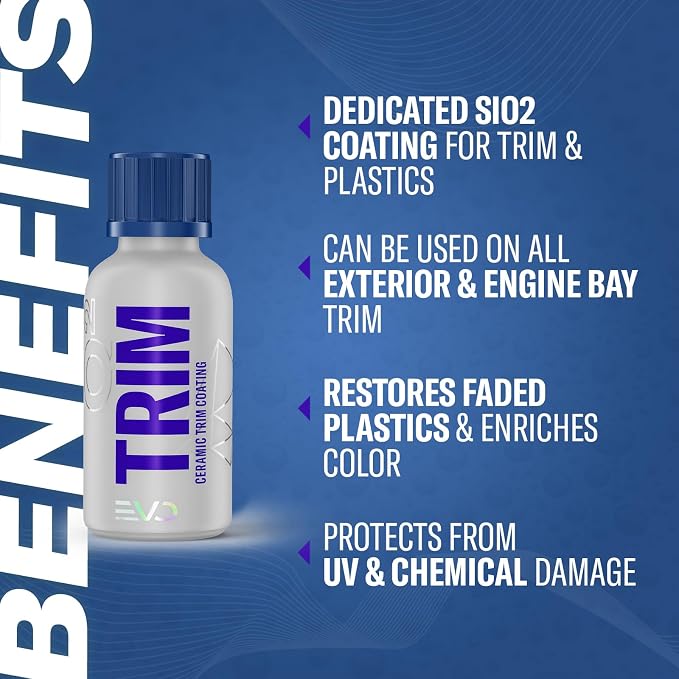 GYEON Trim EVO Ceramic Trim Restorer + TrimCleaner Prep Kit – Plastic & Vinyl Restoration System – Deep Clean, Restore, and Protect Faded Exterior Trim with Hydrophobic SiO₂ UV-Resistant Coating