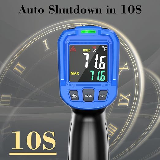 FKM Laser Thermometer Gun -58°F~1112°F(-50°C~600°C),Non Contact Infrared Thermometer Gun for Industrial,Engine,HVAC,Kitchen Cooking,Digital Temperature Gun Adjustable Emissivity,Not for Human