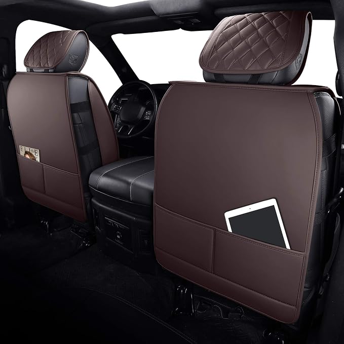 Aierxuan Car Seat Covers for Dodge Ram Custom Fit 2009-2026 1500, 2010-2026 2500/3500 Crew Quad Regular Cab Heavy Duty Truck Pickup Waterproof Leather with Split Bench 40/60(Full Set/Brown)