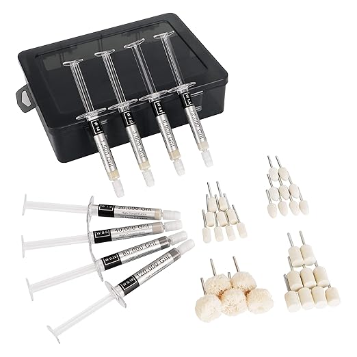 Tryuunion 40 Pcs Diamond Paste Polishing Kit with 32 Grinding Buffing Bits, 8 Oil Based Lapping Compound 1,500- Ultra Fine 120,000 Grit with Box for Metal/Coin/Stone/Jewelry/Ring Polishing