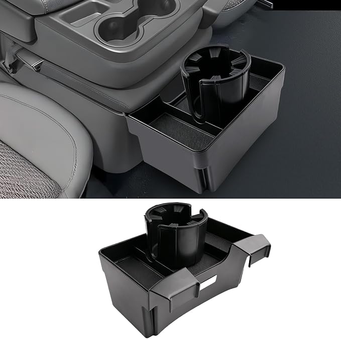 for 2019-2026 Silverado/Sierra 1500 & 2020-2026 Silverado/Sierra 2500/3500 Accessories(Split-Bench Folding Seat Only) Double Layer Center Console Hanging Organizer Box&Large Cup Holder