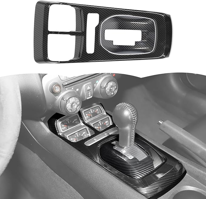 RT-TCZ Carbon Fiber Center Console Gear Shift Panel Cover Trim Kit Interior Accessories for Chevy Camaro 2010-2015,2PCS