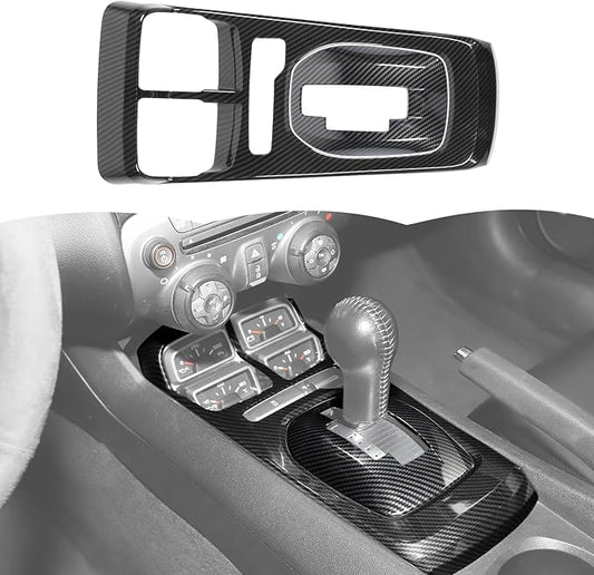 RT-TCZ Carbon Fiber Center Console Gear Shift Panel Cover Trim Kit Interior Accessories for Chevy Camaro 2010-2015,2PCS