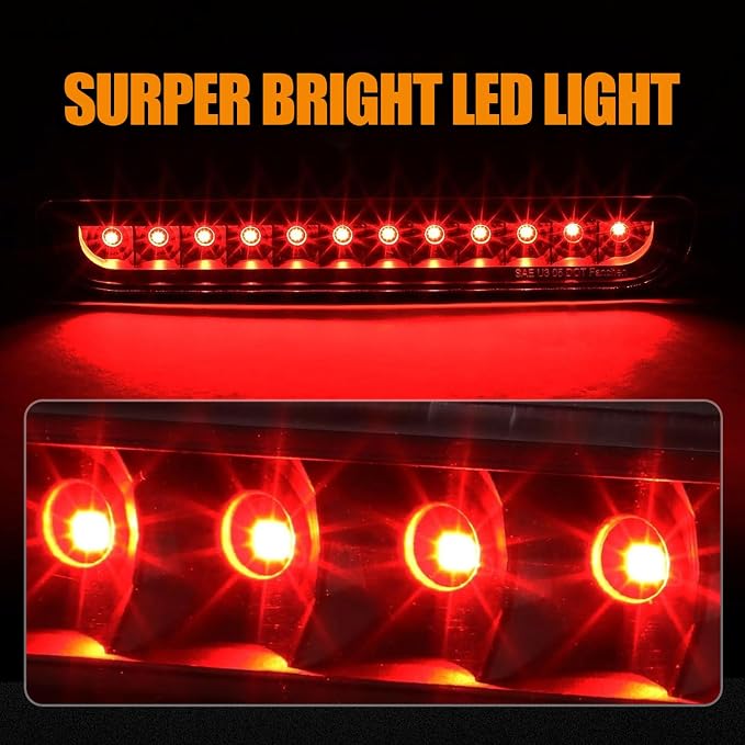 Third 3rd Brake Light LED for 2007-2014 Toyota FJ Cruiser, High Mount Rear Brake Lights Assembly for 07-14 FJ Cruiser, Waterproof Center Cab Lamp Stop Light
