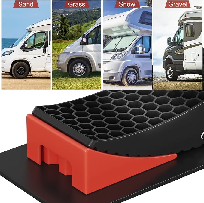 2Packs RV Leveling Blocks System Kit Camper Leveling Blocks for RVS Trailer with Carrying Bag, Anti-Slip Mats, T Bubble Level Up to 35000 LBS Red
