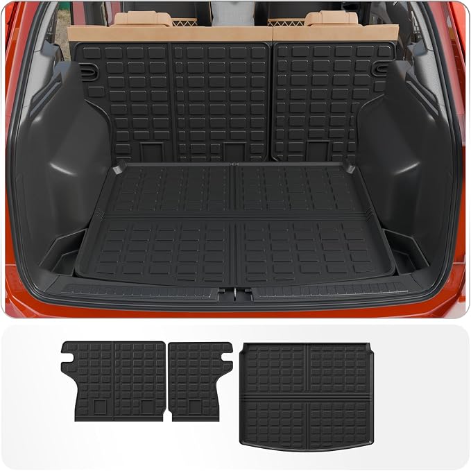 Cargo Mat Compatible with 2017-2025 2026 Jeep Compass Trunk Mat Cargo Liner TPE All Weather Back Seat Cover Protector 2024 Compass Accessories (Trunk Mat+Backrest Mats)