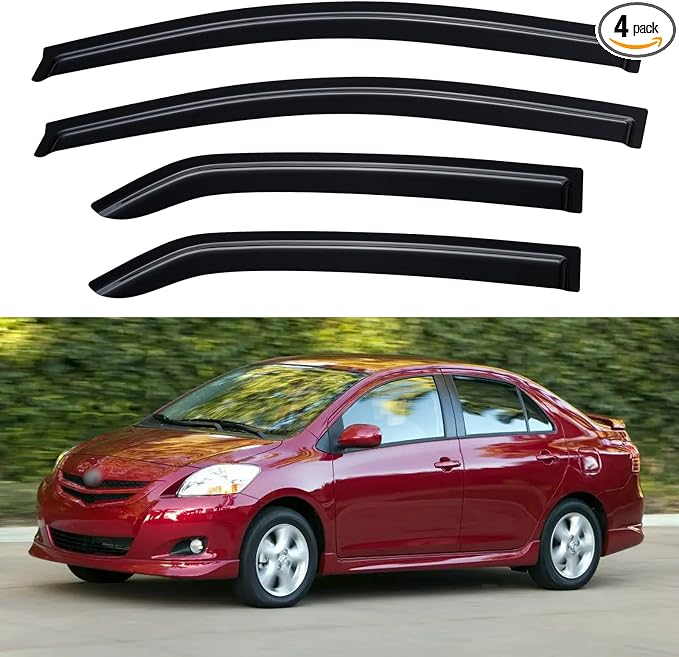 Window Visors Rain Guards for 2007-2013 Toyota Yaris Sedan, Out-Channel Window Vent Wind Deflectors Visors Shades for 07-13 Toyota Yaris