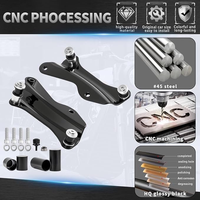 Vivid Black 4 Point Docking Hardware Kit and Covers for Harley Touring Street Road Glide Electra Glide Road King 2014-2026