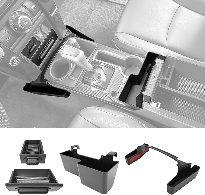 Center Console Organizer for 2014-2024 Toyota 4Runner Upgraded Hanging Armrest Box Extra Storage Drawer Inserts Tray for 4 Runner Accessories(Fit 14-24/Hanging+Shifter+Drawer Organizer)