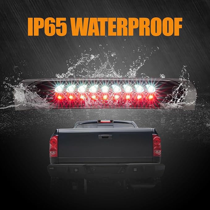 Third 3rd Brake Light, LED High Mount Stop Light Replacement for 2002 2003 2004 2005 2006 2007 2008 Dodge Ram 1500, 2003-2009 Dodge Ram 2500 3500, Rear Center Cab Roof Tail Cargo Lamp