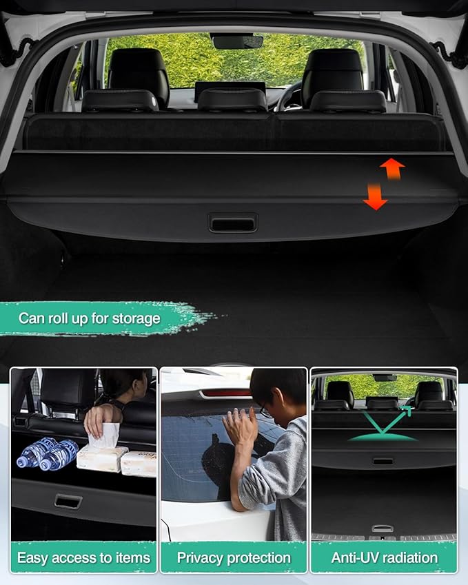 Powerty Cargo Cover for 2022-2025 2026 Genesis GV70 Accessories Retractable Trunk Cover Security Shielding Shade Cargo Luggage Cover